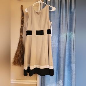 Calvin Klein Size Ten Black, Tan, And White Sleeveless Dress